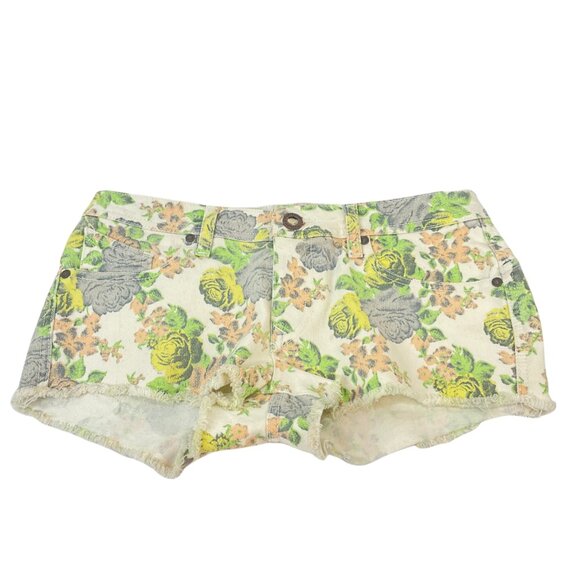 Volcom Floral High Voltage Booty Low Rise Frayed Hem shorts Size 7 - Picture 1 of 7